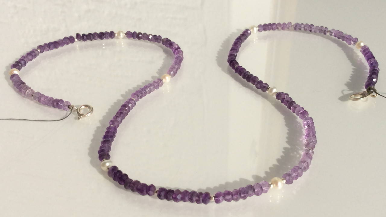 Amethyst mit Süßwasserzuchtperlen