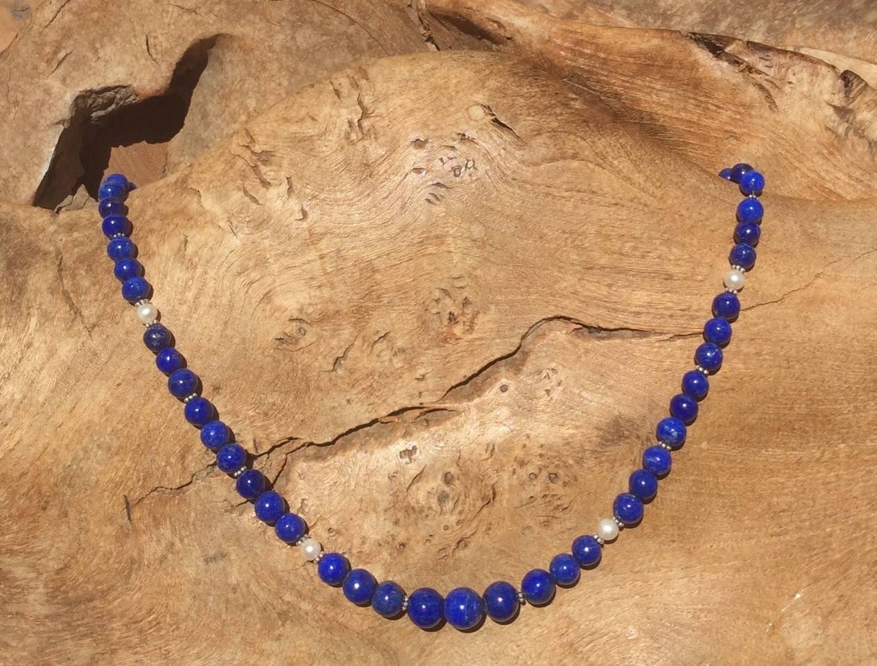 Lapislazuli mit Süßwasserzuchtperlen 2 