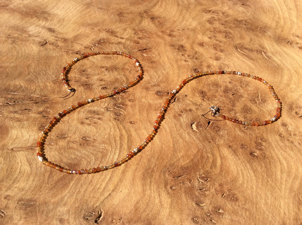 Karneolkette mit Süßwasserzuchtperlen